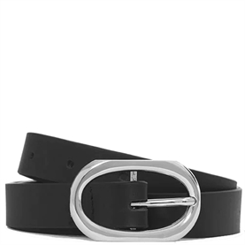 Anine Bing Small Signature Link Bælte, Black With Silver